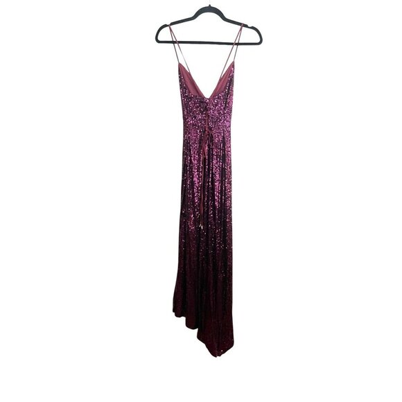 Retrofete $966 Sequin Violet Asymmetrical Tie Back Maxi Dress Sz XS NWT - Picture 6 of 12